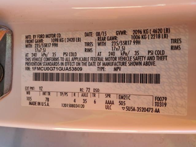 1FMCU0G71GUA53809 Ford ESCAPE SE