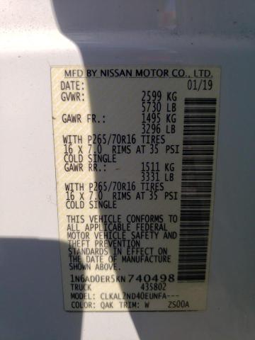 1N6AD0ER5KN740498 Nissan FRONTIER S