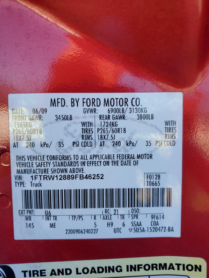 Lot #3310344009 2009 FORD F150 SUPER