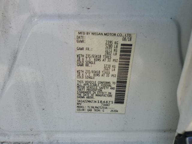5N1AZ2MH2JN184475 | 2018 NISSAN MURANO S