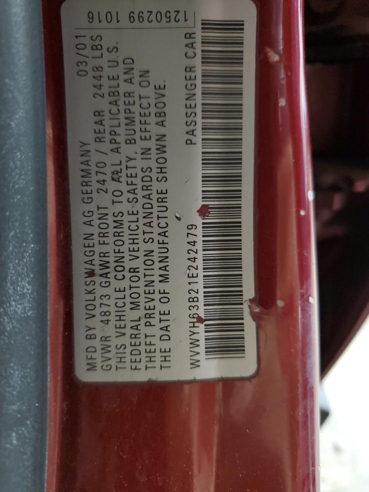 WVWYH63B21E242479 2001 Volkswagen Passat Glx 4Motion