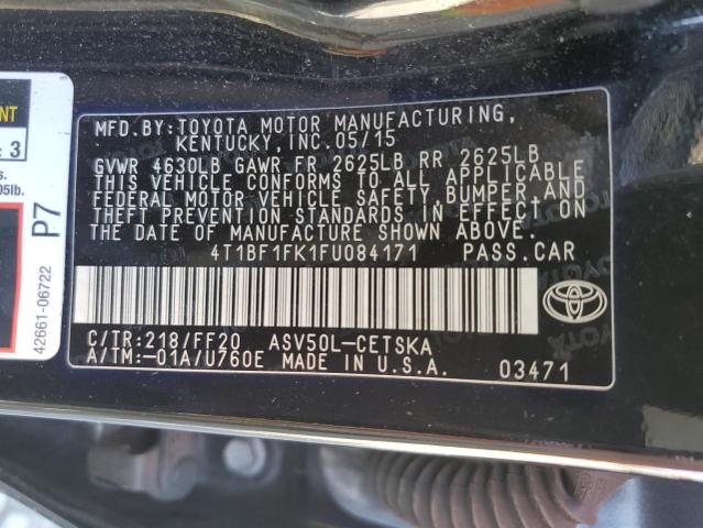  TOYOTA CAMRY 2015 Чорний