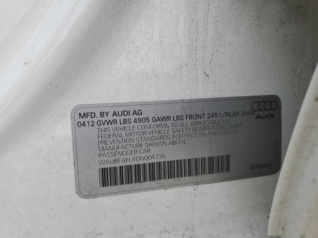2013 Audi A4 2.0T Premium VIN: WAUBFAFL4DN004735 Lot: 43255049