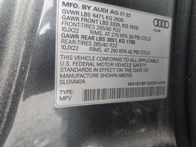 2022 AUDI Q8 PREMIUM - WA1EVBF12ND014379