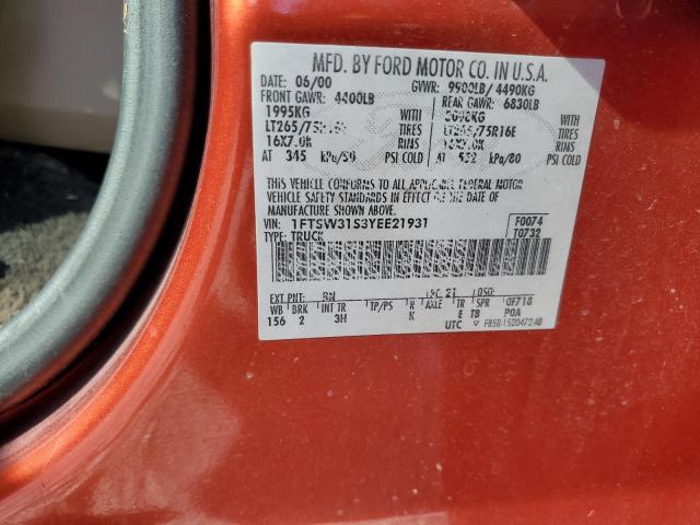 1FTSW31S3YEE21931 2000 Ford F350 Srw Super Duty