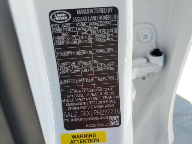 SALZL2FX2PH222218 Land Rover Range Rover Evoque R-dynamic Se