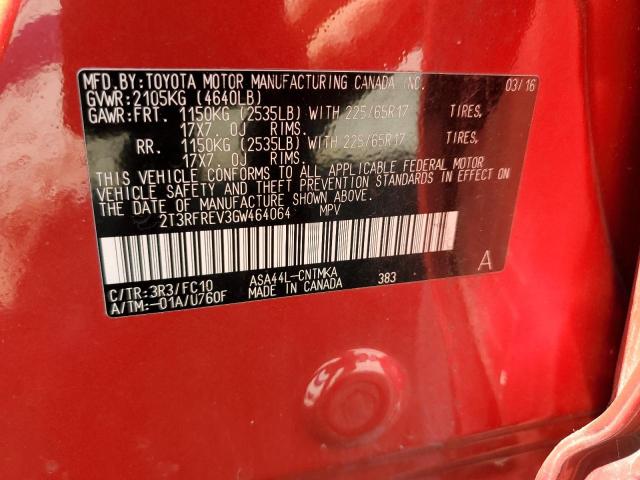 2T3RFREV3GW464064 Toyota Rav4 Xle