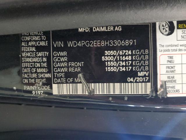 WD4PG2EE8H3306891 | 2017 MERCEDES-BENZ METRIS