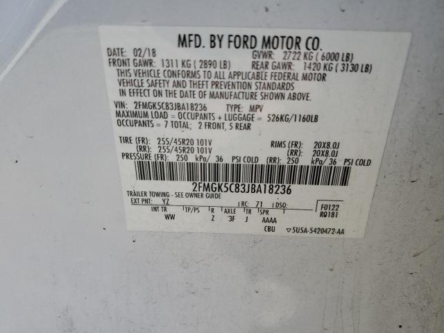 2FMGK5C83JBA18236 | 2018 FORD FLEX SEL