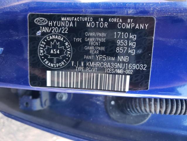2022 Hyundai Venue Sel VIN: KMHRC8A39NU169032 Lot: 71304083