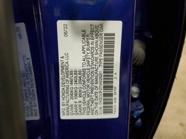 1HGCV3F27NA028261 Honda Accord Hybrid Sport