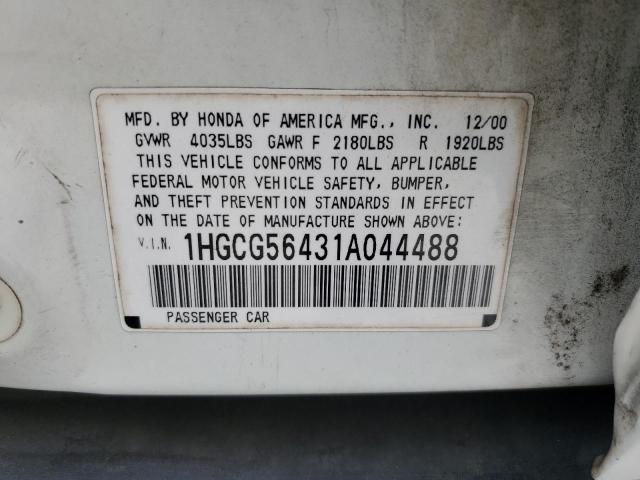 1HGCG56431A044488 2001 Honda Accord Lx