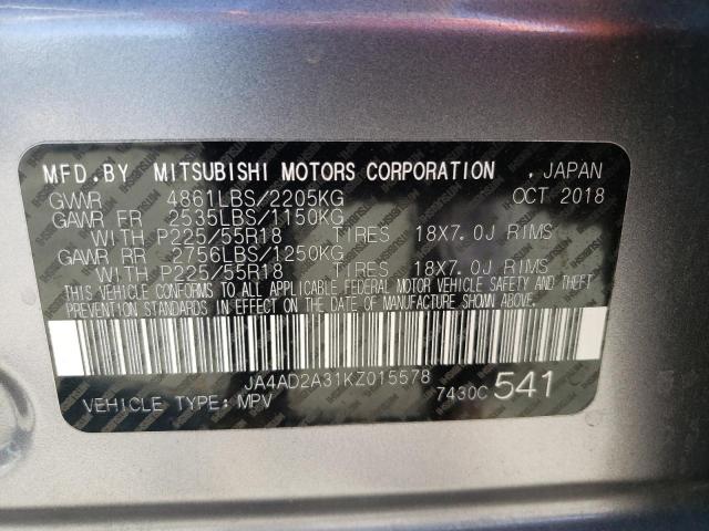 JA4AD2A31KZ015578 | 2019 MITSUBISHI OUTLANDER