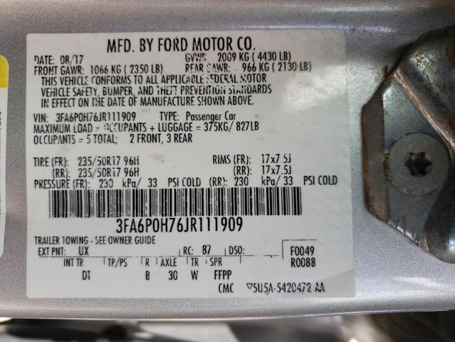 3FA6P0H76JR111909 Ford FUSION SE