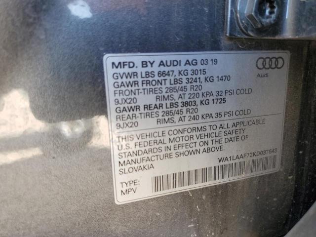 VIN WA1LAAF72KD037643 2019 Audi Q7, Premium Plus no.14