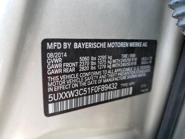 VIN 5UXXW3C51F0F89432 2015 BMW X4, Xdrive28I no.13