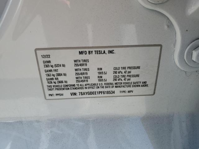 7SAYGDEE1PF618534 | 2023 TESLA MODEL Y