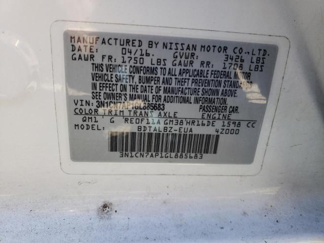 3N1CN7AP1GL885683 | 2016 NISSAN VERSA S