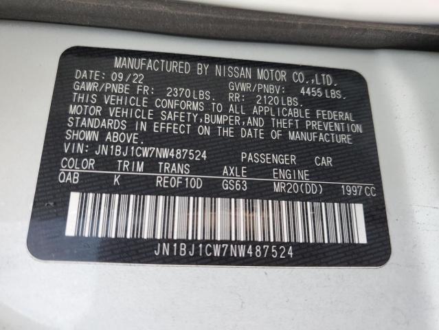 JN1BJ1CW7NW487524 Nissan Rogue Sport Sl