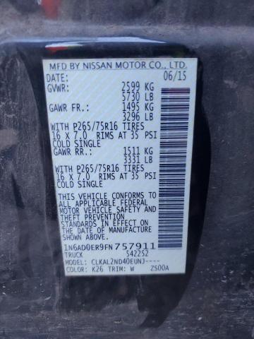 1N6AD0ER9FN757911 Nissan FRONTIER S