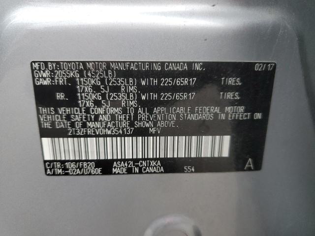 2017 TOYOTA RAV4 HYBRI 2T3ZFREV0HW354137