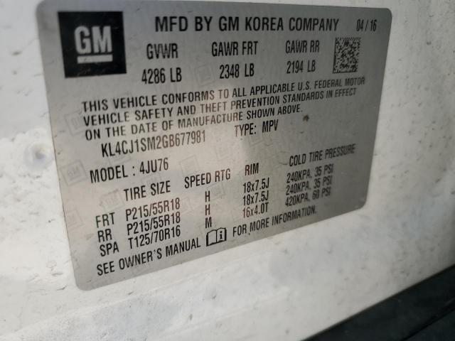 KL4CJ1SM2GB677981 Buick Encore Sport Touring