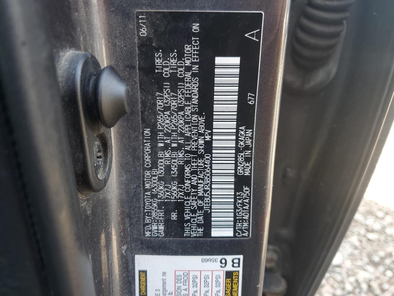 JTEBU5JR3B5064400 2011 Toyota 4Runner Sr5