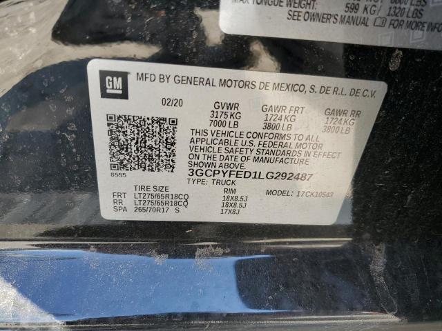 2020 CHEVROLET SILVERADO - 3GCPYFED1LG292487
