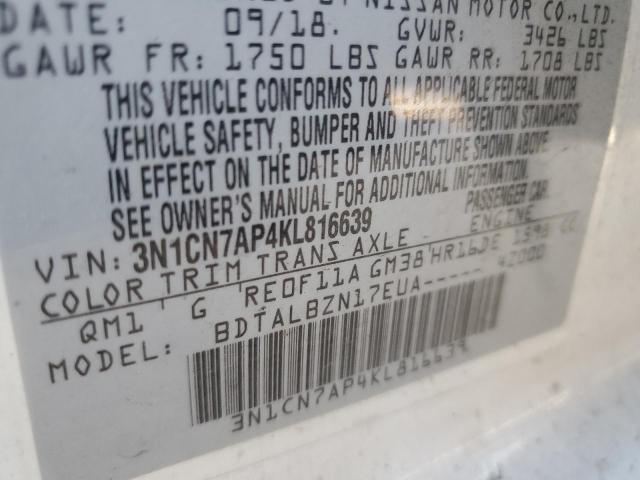 2019 NISSAN VERSA S - 3N1CN7AP4KL816639