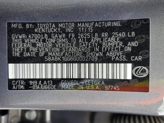 2016 LEXUS ES 350 - 58ABK1GG6GU002709