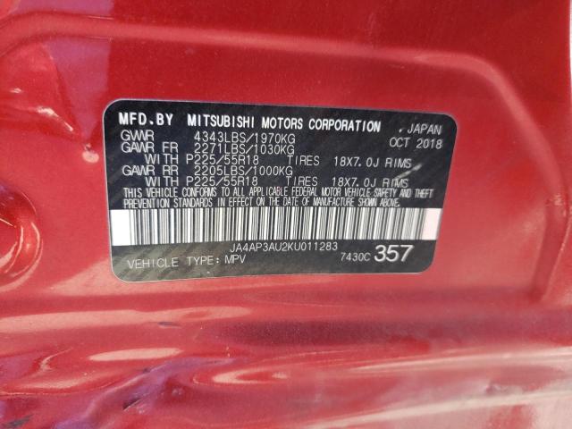 JA4AP3AU2KU011283 Mitsubishi Outlander Sport Es