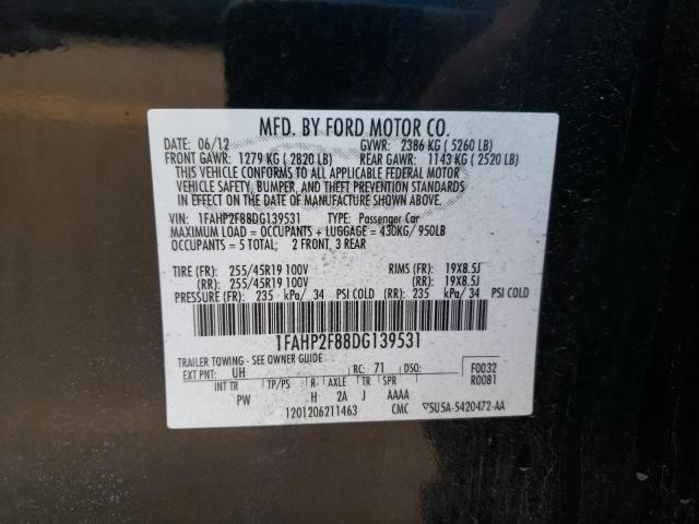 2013 Ford Taurus Limited VIN: 1FAHP2F88DG139531 Lot: 71198143