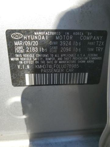 KMHD74LF0LU078985 | 2020 HYUNDAI ELANTRA SE