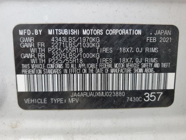 2021 Mitsubishi Outlander Sport Es VIN: JA4ARUAUXMU023880 Lot: 74001113