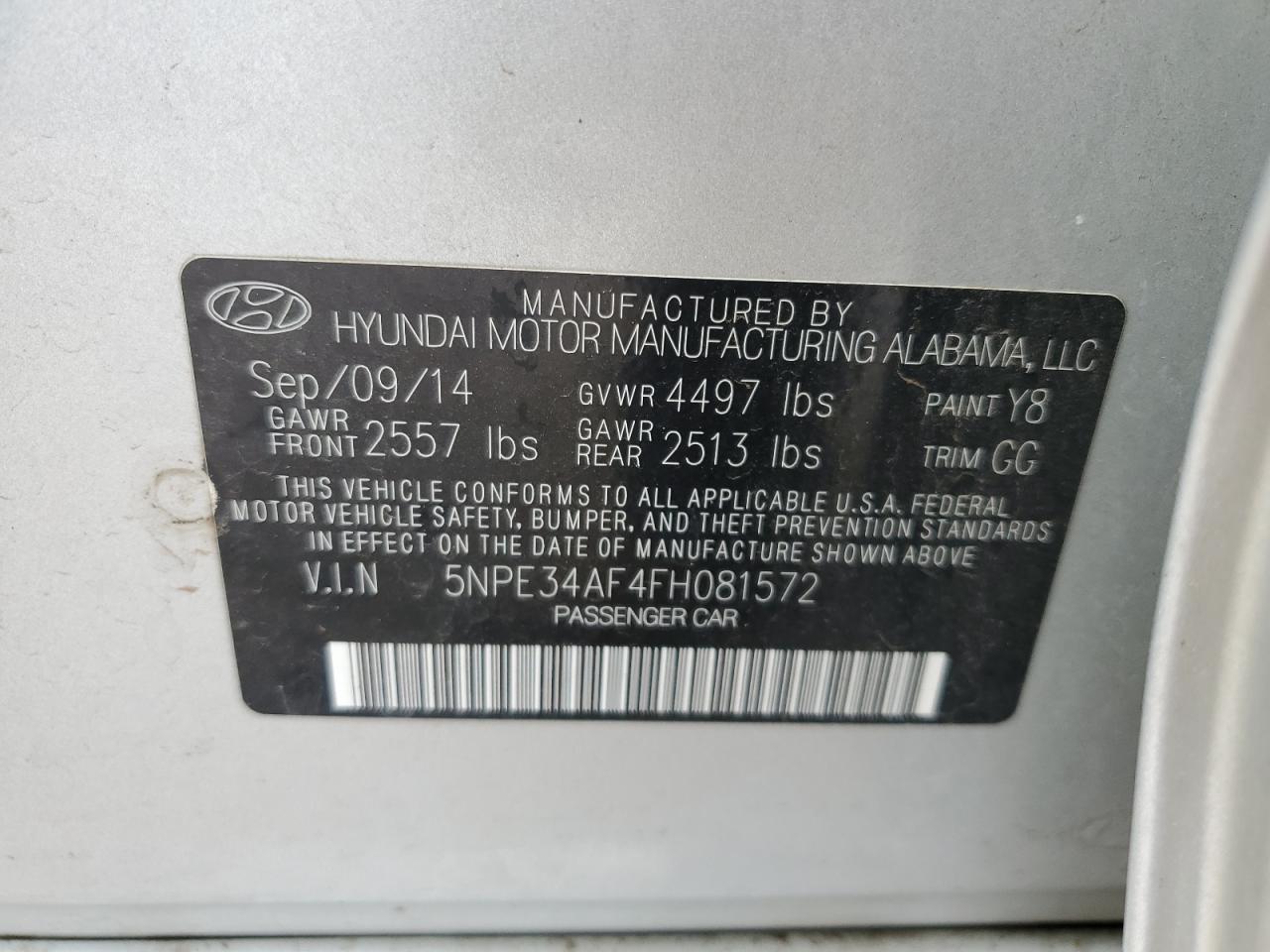 5NPE34AF4FH081572 2015 Hyundai Sonata Sport