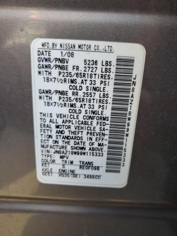 JN8AZ18W99W115333 2009 Nissan Murano S