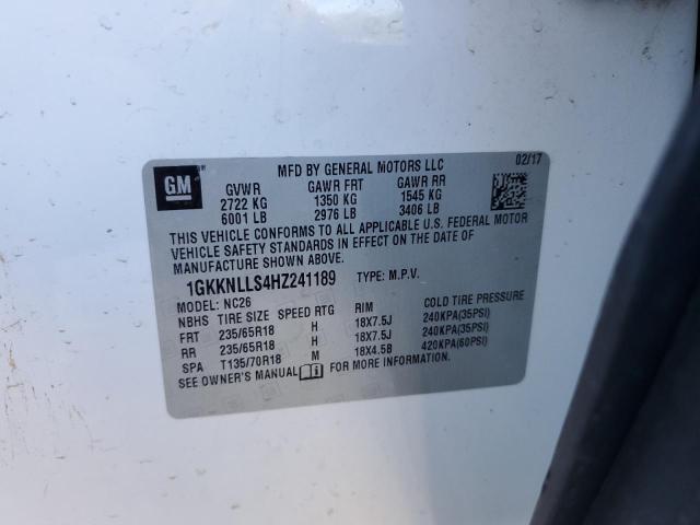 1GKKNLLS4HZ241189 | 2017 GMC ACADIA SLE