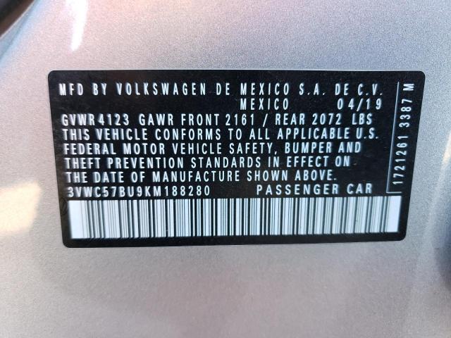 3VWC57BU9KM188280 Volkswagen Jetta S  12