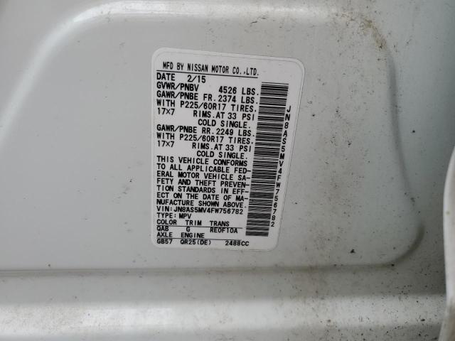 JN8AS5MV4FW756782 Nissan Rogue Select S