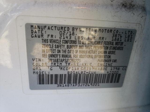 3N1AB7AP3JY269221 Nissan SENTRA S