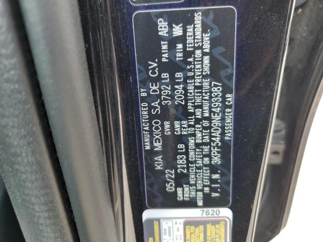 3KPF54AD9NE493387 KIA Forte Gt Line