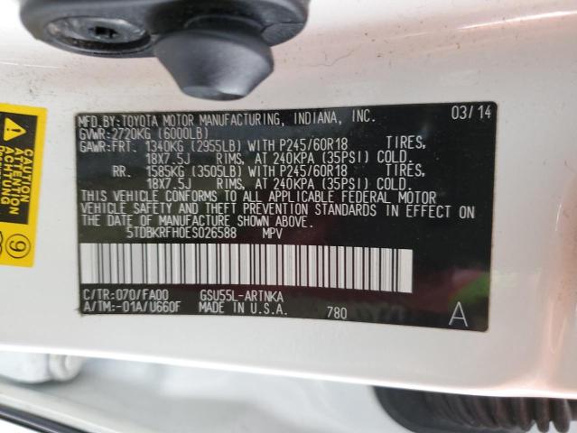 VIN 5TDBKRFH0ES026588 2014 Toyota Highlander, LE no.14