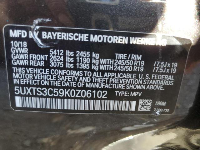 2019 BMW X3 XDRIVEM - 5UXTS3C59K0Z06102
