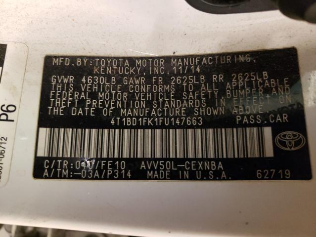 2015 TOYOTA CAMRY HYBR - 4T1BD1FK1FU147663
