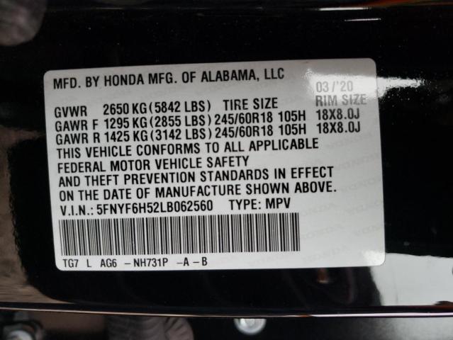 2020 HONDA PILOT EXL - 5FNYF6H52LB062560