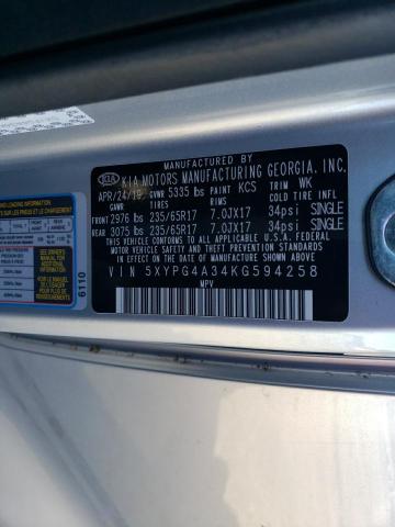 2019 KIA SORENTO L - 5XYPG4A34KG594258