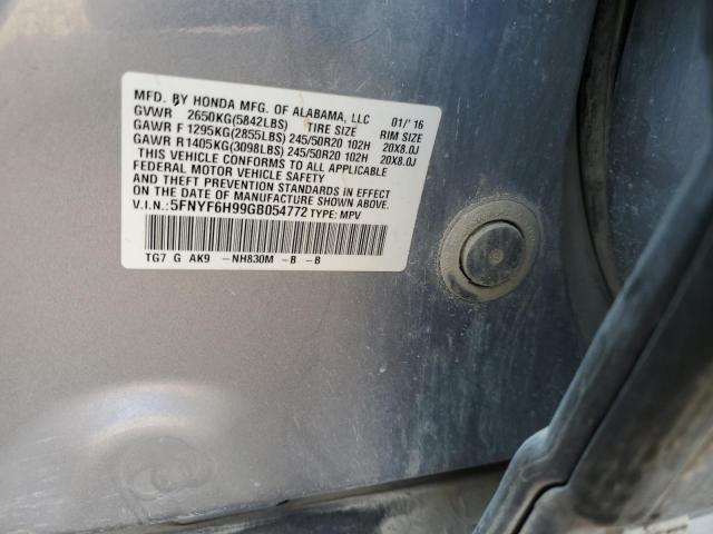 5FNYF6H99GB054772 Honda Pilot Touring
