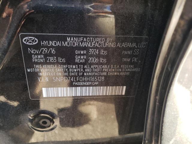 5NPD74LF0HH165128 Hyundai ELANTRA SE