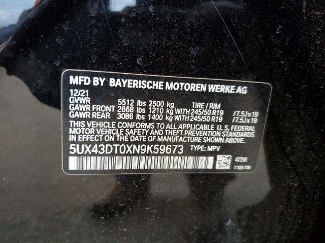 5UX43DT0XN9K59673 BMW X4 M40I 12