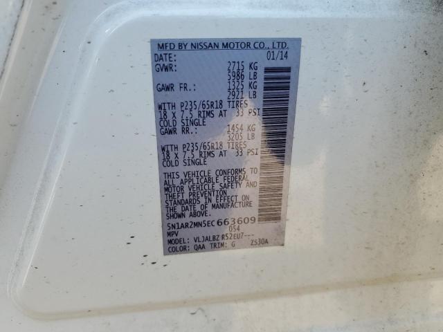 5N1AR2MN5EC663609 Nissan Pathfinder S